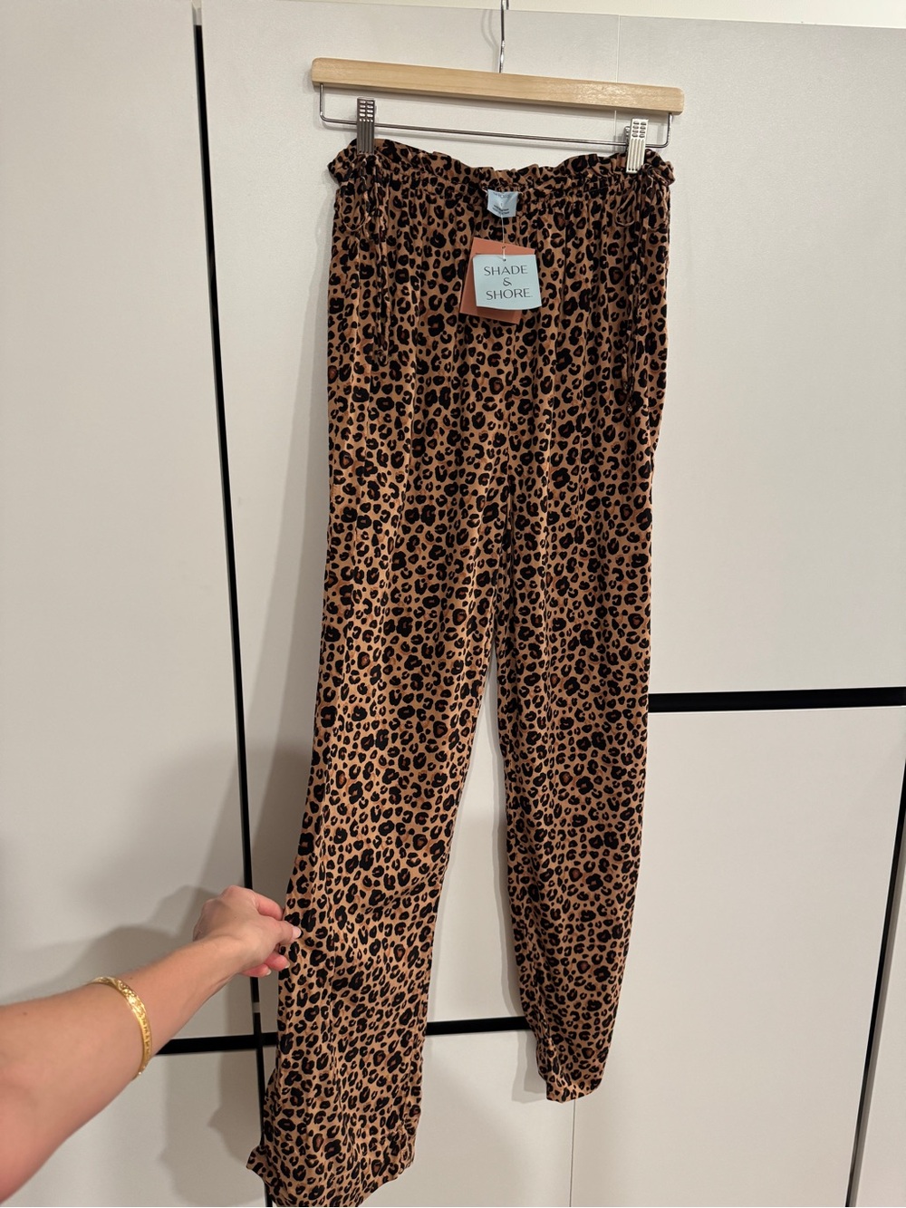 NWT Leopard Print Wide Leg Lounge Pants - Beige/Black